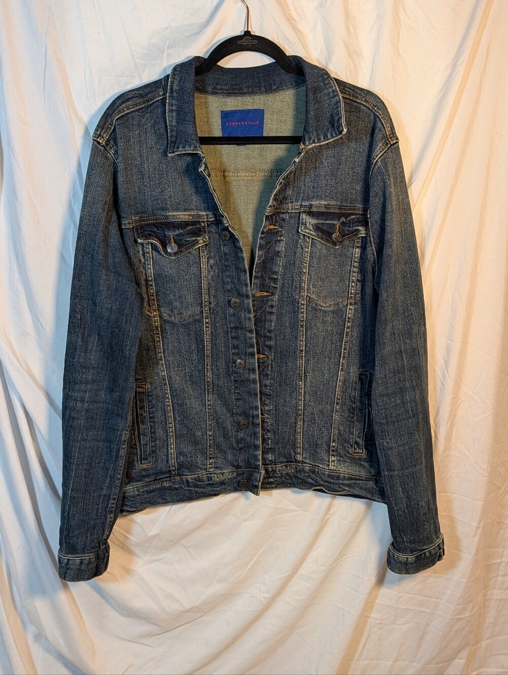 Aeropostale Men's Dark Blue Denim Jean Jacket